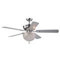 Warehouse Of Tiffany Warehouse of Tiffany CFL-8176REMO-CHA 52 in. Swarna 5-Blade Lighted Ceiling Fan with Crystal Bowl Chandelier; Chrome CFL-8176REMO/CHA